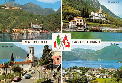 Cartolina Lago di Lugano vedute varie Cressogno S. Mamete Porlezza …