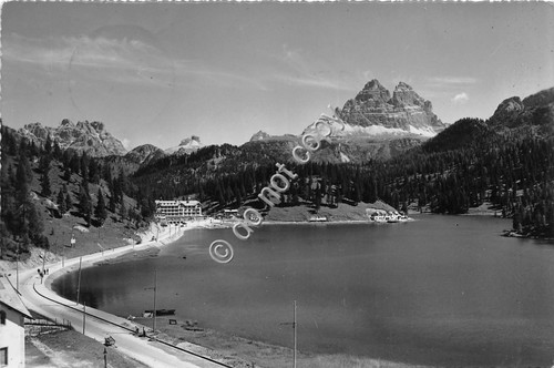 Cartolina Lago di Misurina Tre Cime 1951 (Belluno)