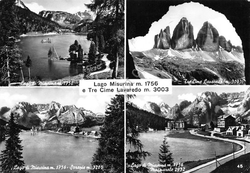 Cartolina Lago di Misurina vedute 1963 (Belluno)