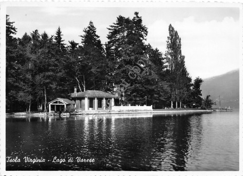 Cartolina Lago di Varese Isola Virginia 1955
