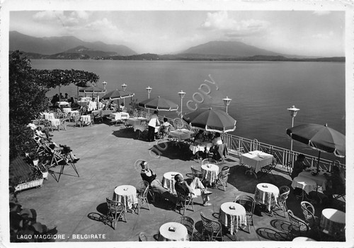 Cartolina lago Maggiore Belgirate terrazza di albergo bar 1955