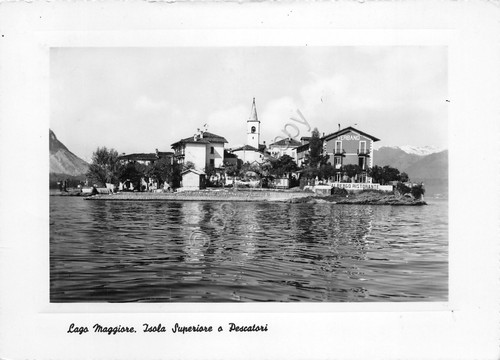 Cartolina lago Maggiore Isola Superiore o Pescatori bordo bianco 1953