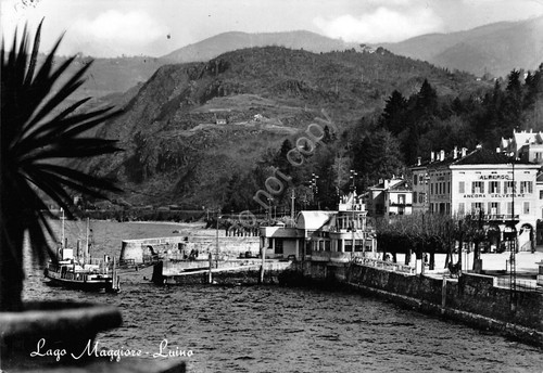 Cartolina lago Maggiore Luino panorama Albergo Belvedere 1958