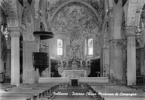 Cartolina Lago Maggiore Pallanza Madonna di Campagna interno chiesa