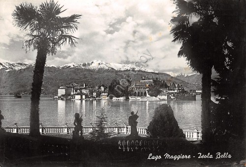 Cartolina Lago Maggiore panorama Isola Bella da giardini 1963