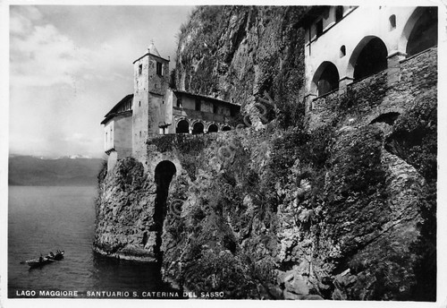 Cartolina Lago Maggiore Santuario Santa Caterina del Sasso vista dal …