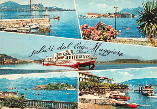 Cartolina Lago Maggiore vedute varie e Freccia del Verbano 1977 …