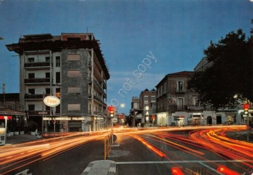 Cartolina Lamezia Terme Nicastro Piazza Mazzini Notturno Distributore Benzina