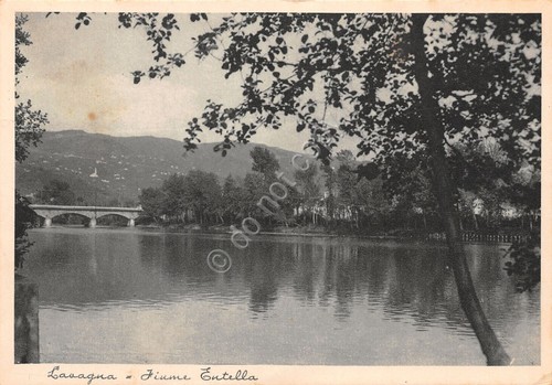 Cartolina Lavagna fiume Entella Ponte 1938 ingiallita
