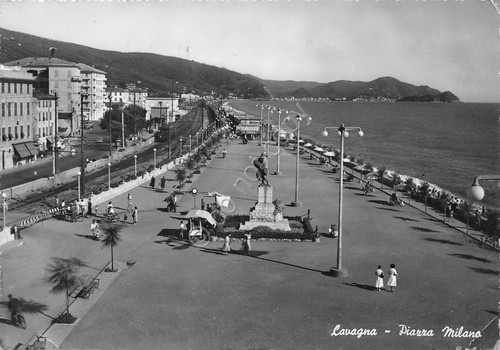 Cartolina Lavagna Piazza Milano animata 1959