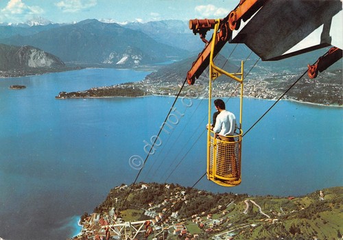 Cartolina Laveno Funivia del lago bidonvia animata anni '60