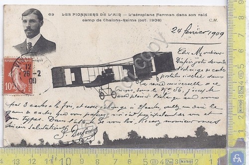 Cartolina Le Pionnies de l'air - Aeroplane Farman - VG …