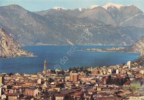 Cartolina Lecco panorama con Punta Abbadia 1978