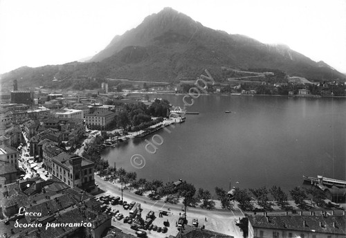 Cartolina Lecco Panorama Parziale lago e sponda