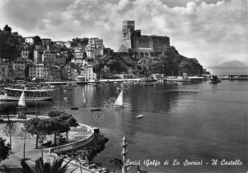 Cartolina Lerici Il castello panorama parziale 1959 (La Spezia)