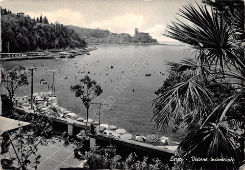 Cartolina Lerici Panorama baia e spiaggia 1963 (La Spezia)