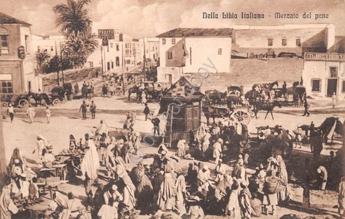 Cartolina Libia Italiana Mercato del pane