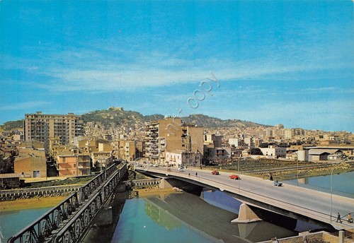 Cartolina Licata Ponte sul Fiume Salso edifici case auto anni …