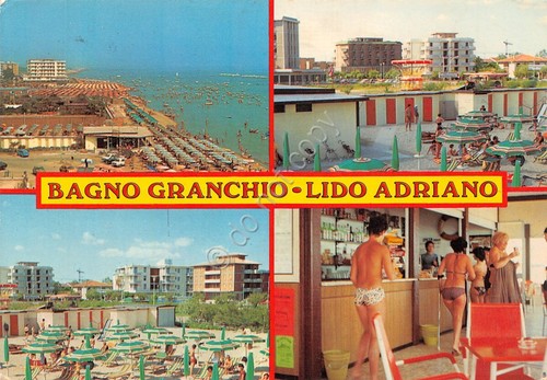 Cartolina Lido Adriano Bagno Granchio vedute 1982