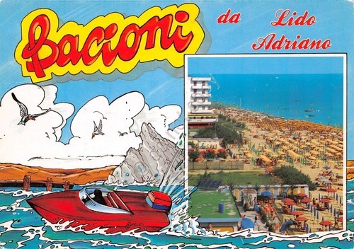 Cartolina Lido Adriano veduta e illustrata 1992 (Ravenna)