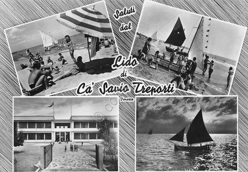 Cartolina Lido di Ca' Savio Treporti vedute varie spiaggia barche …