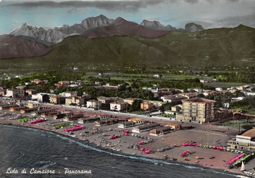 Cartolina Lido di Camaiore Panorama e spiaggia 1958