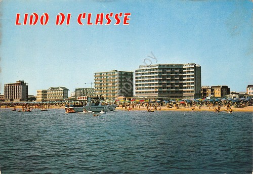 Cartolina Lido di Classe panorama dal mare alberghi e case …