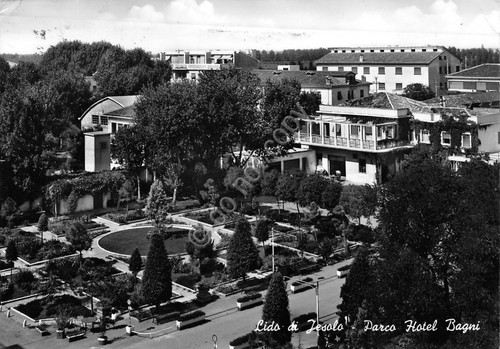 Cartolina Lido di Jesolo Parco Hotel Bagni 1958