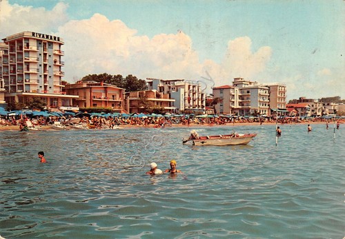 Cartolina Lido di Jesolo veduta dal mare Hotel Rivamare animata …