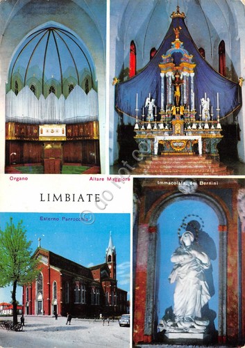 Cartolina Limbiate Parrocchia vedute 1963 (Milano)