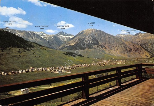 Cartolina Livigno panorama dal terrazzo di Villa Tecla (Sondrio)