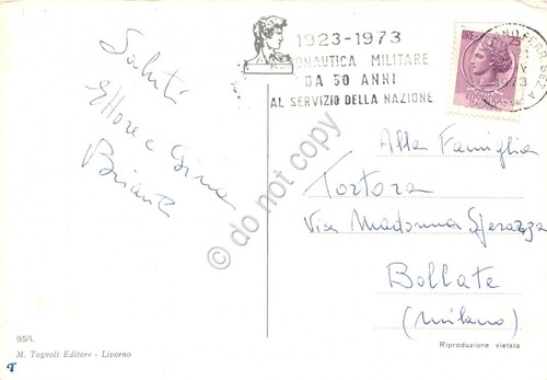 Cartolina Livorno vedute timbro a targhetta Aeronautica Militare 1973