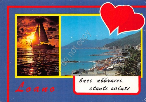 Cartolina Loano vedute varie grafica 1987 (Savona)