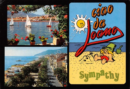 Cartolina Loano vedute varie grafica sympathy 1987 (Savona)