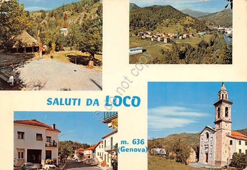 Cartolina Loco vedute via del paese Chiesa panorama anni '70