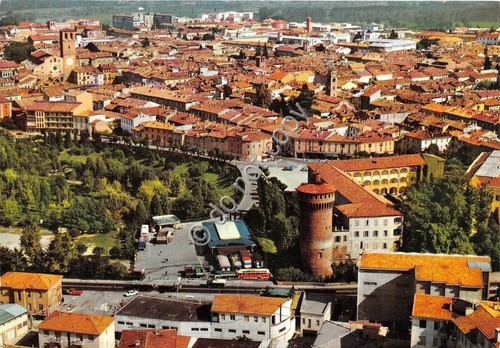Cartolina Lodi panorama aereo
