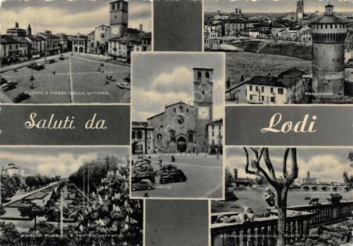 Cartolina Lodi vedute varie
