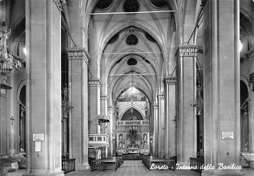 Cartolina Loreto Basilica Interno 1966
