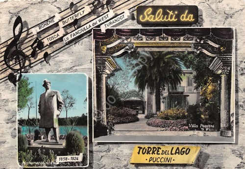 Cartolina Lucca Torre del Lago Puccini vedutine 1961