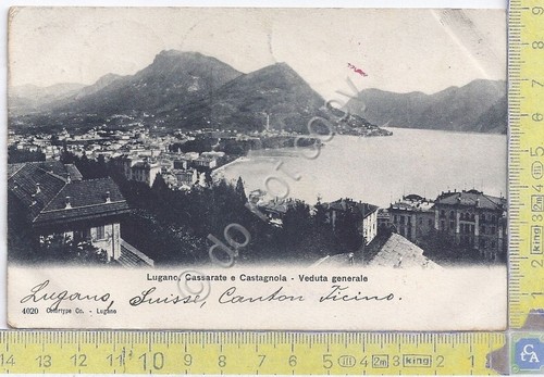 Cartolina Lugano Cassarate Castagnola - Vg Suisse Congo Italia- 1909