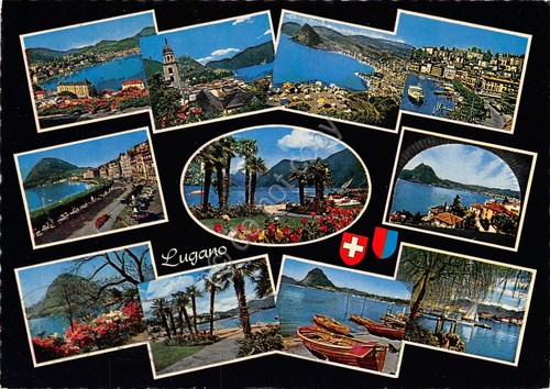 Cartolina Lugano varie vedute 1969