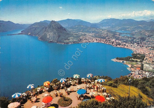 Cartolina Lugano veduta dalla vetta del Brè