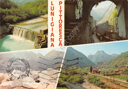 Cartolina Lunigiana Equi Terme Monzone Orto di Donna vedute varie …