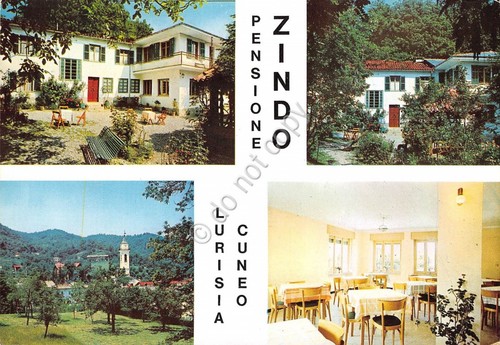 Cartolina Lurisia Pensione Zindo 4 vedute 1970