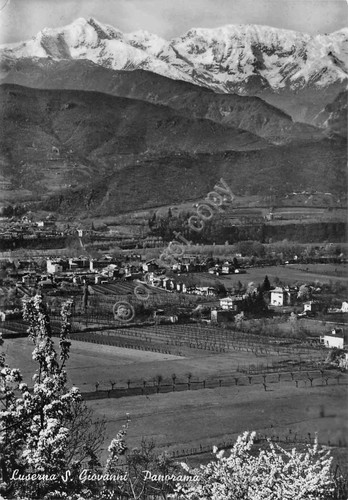 Cartolina Luserna San Giovanni panorama e coltivazioni 1957