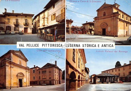Cartolina Luserna Val Pellice 4 vedute paese (Torino)
