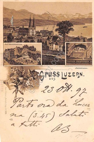 Cartolina Luzern gruss aus 1897