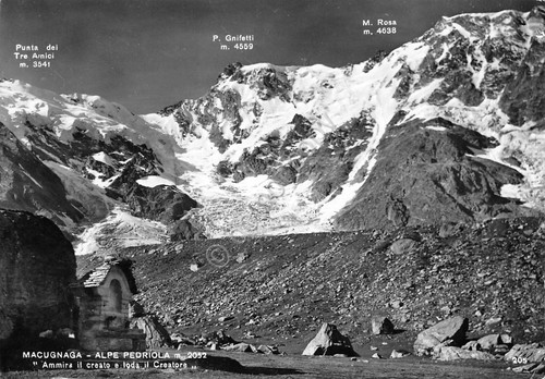 Cartolina Macugnaga panorama con Monte Rosa Punta 3 Amici P. …