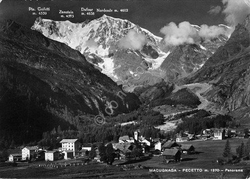 Cartolina Macugnaga Pecetto Panorama 1957