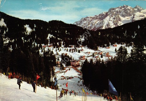 Cartolina Madonna di Campiglio vista dalle 3 tre sci Timbro …